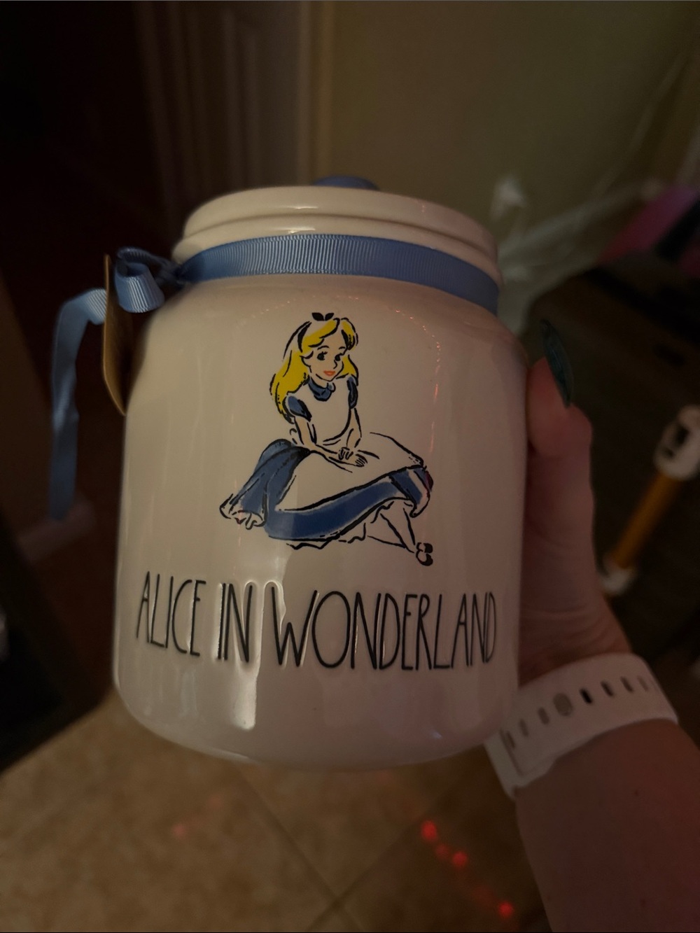 Alice in Wonderland Ceramic Jar - Blue & White